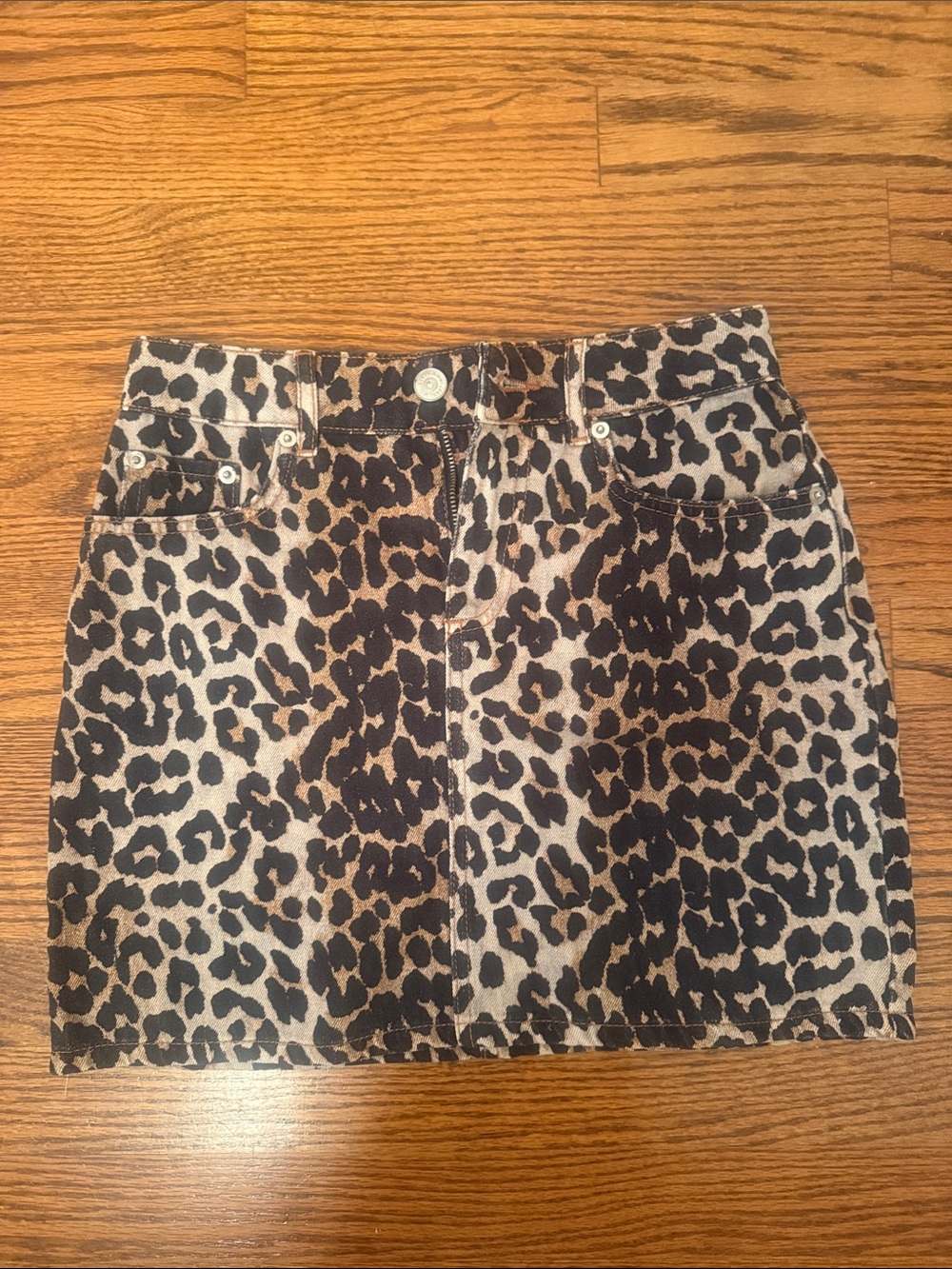 Ganni Leopard Print Mini Skirt in Brown and Black